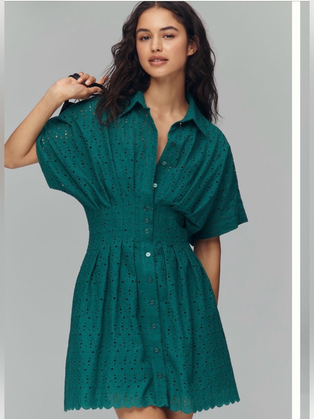 TOBIE EYELET MINI SHIRTDRESS BY EXQUISE